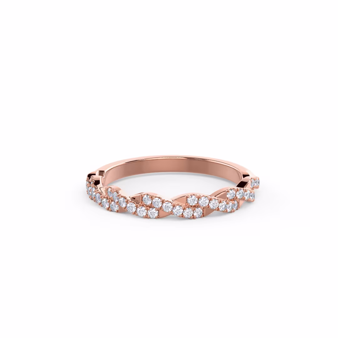 0.2 Carat Round Lab Created Diamonds Infinity Twisting Full Half Band in 14k Rose Gold (Main View)