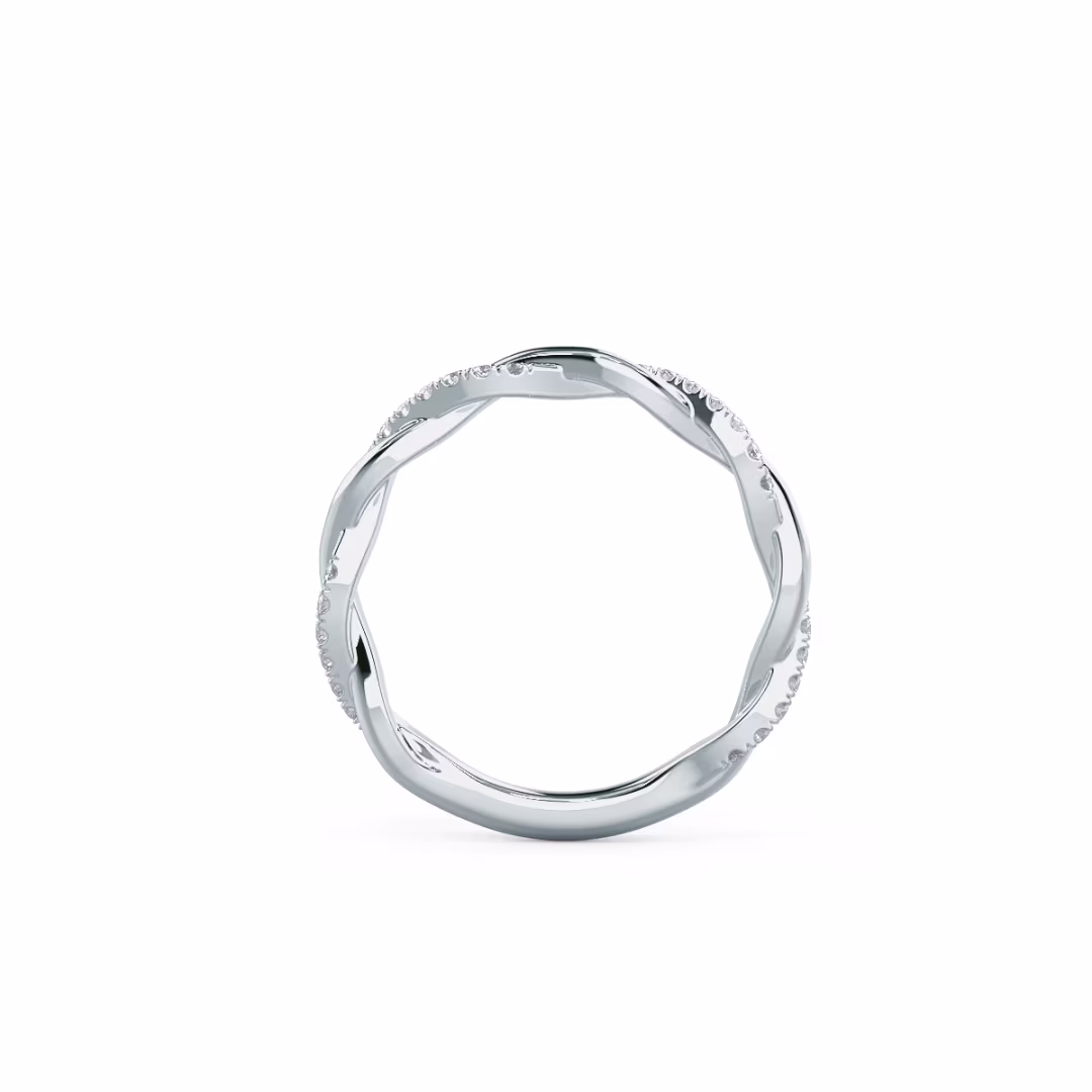 18k White Gold Infinity Twisting Light Three Quarter Band featuring Exceptional Quality 0.2 Carat Round Lab Diamonds (Profile View)