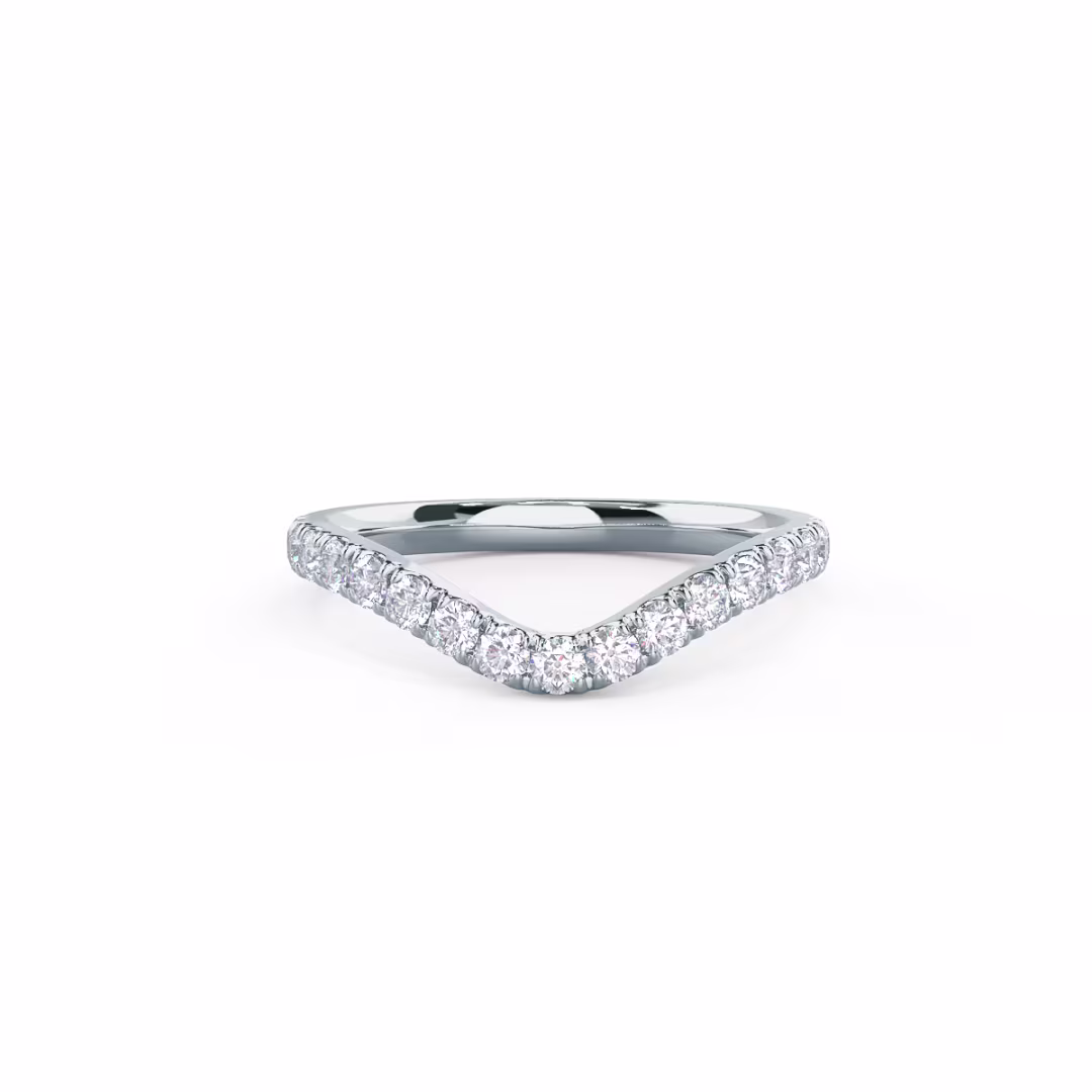 0.45 Carat Round Brilliant Lab Grown Diamonds Pavé Countoured Half Band in 18k White Gold (Main View)
