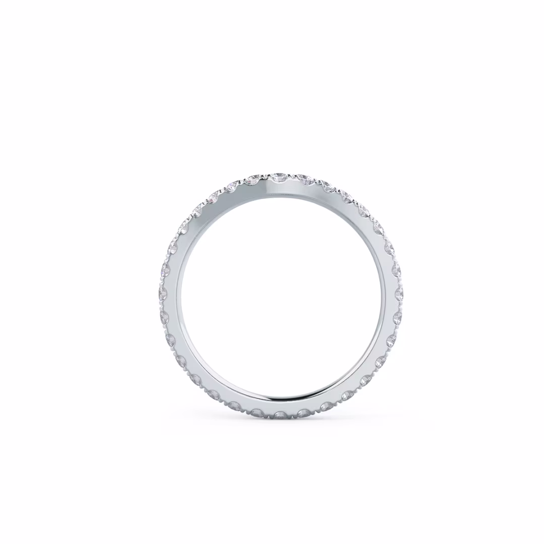 0.7 Carat Round Brilliant Diamonds Pavé Contoured Eternity Band in 18k White Gold (Profile View)