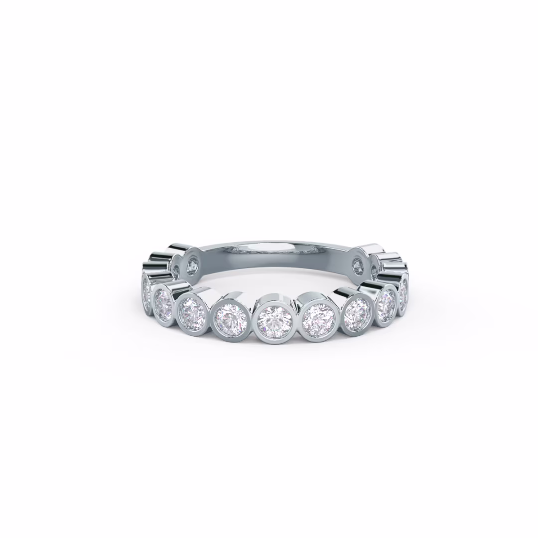 0.75 ct Round Brilliant Diamonds set in 18k White Gold Bezel Three Quarter Band (Main View)