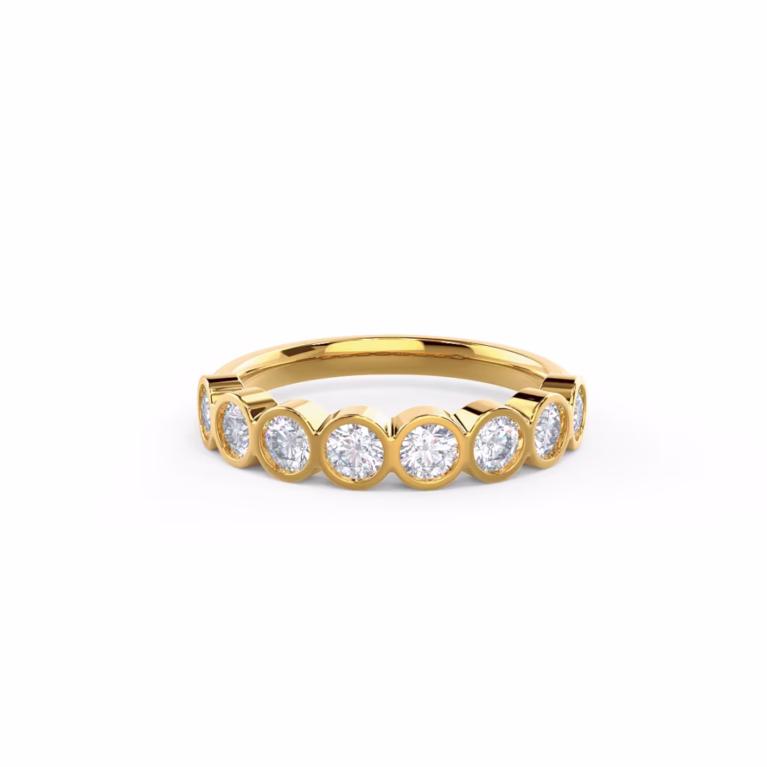 0.9 Carat Round Diamonds Bezel Half Band in 18k Yellow Gold (Main View)