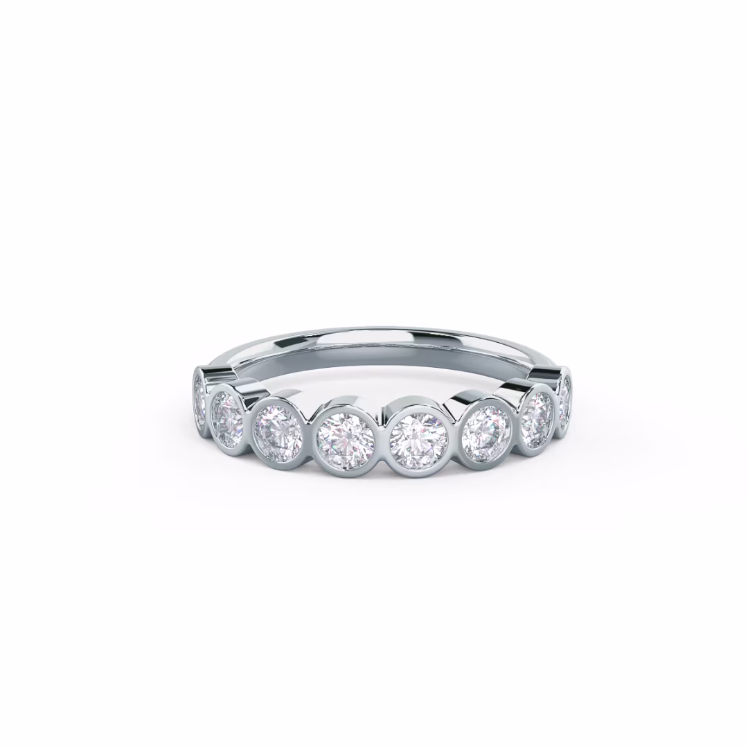 0.9 Carat Round Lab Grown Diamonds Bezel Half Band in White Gold (Main View)