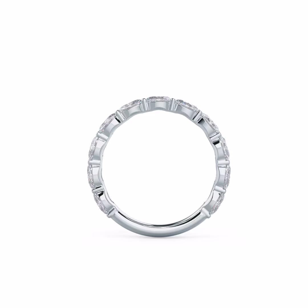 18k White Gold Oval East-West Three Quarter Band featuring 1.65 Carat Lab Diamonds (Profile View)