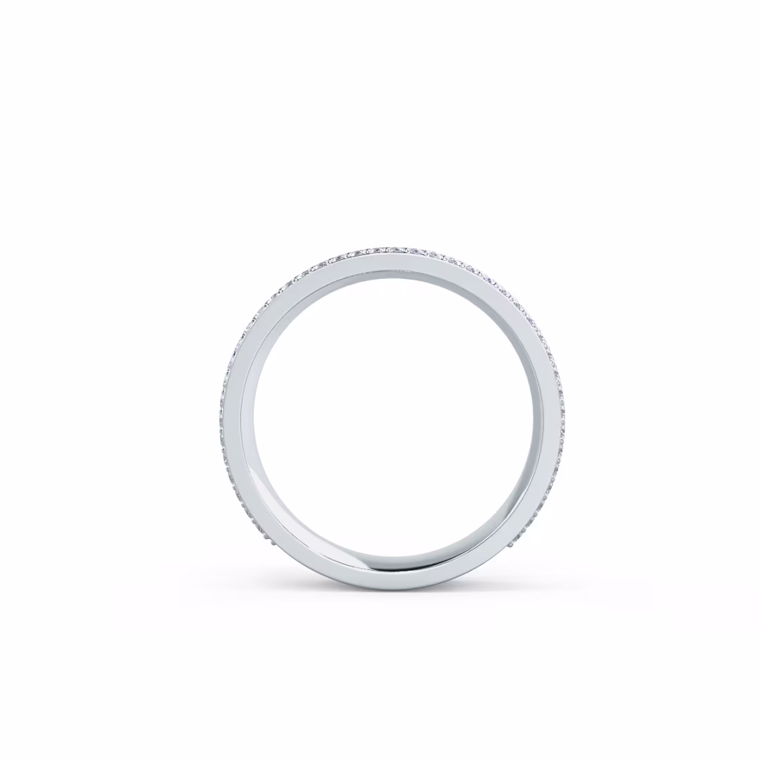 18k White Gold Five Row Pavé Three Quarter Band featuring 1.0 ct Round Brilliant Lab Diamonds (Profile View)