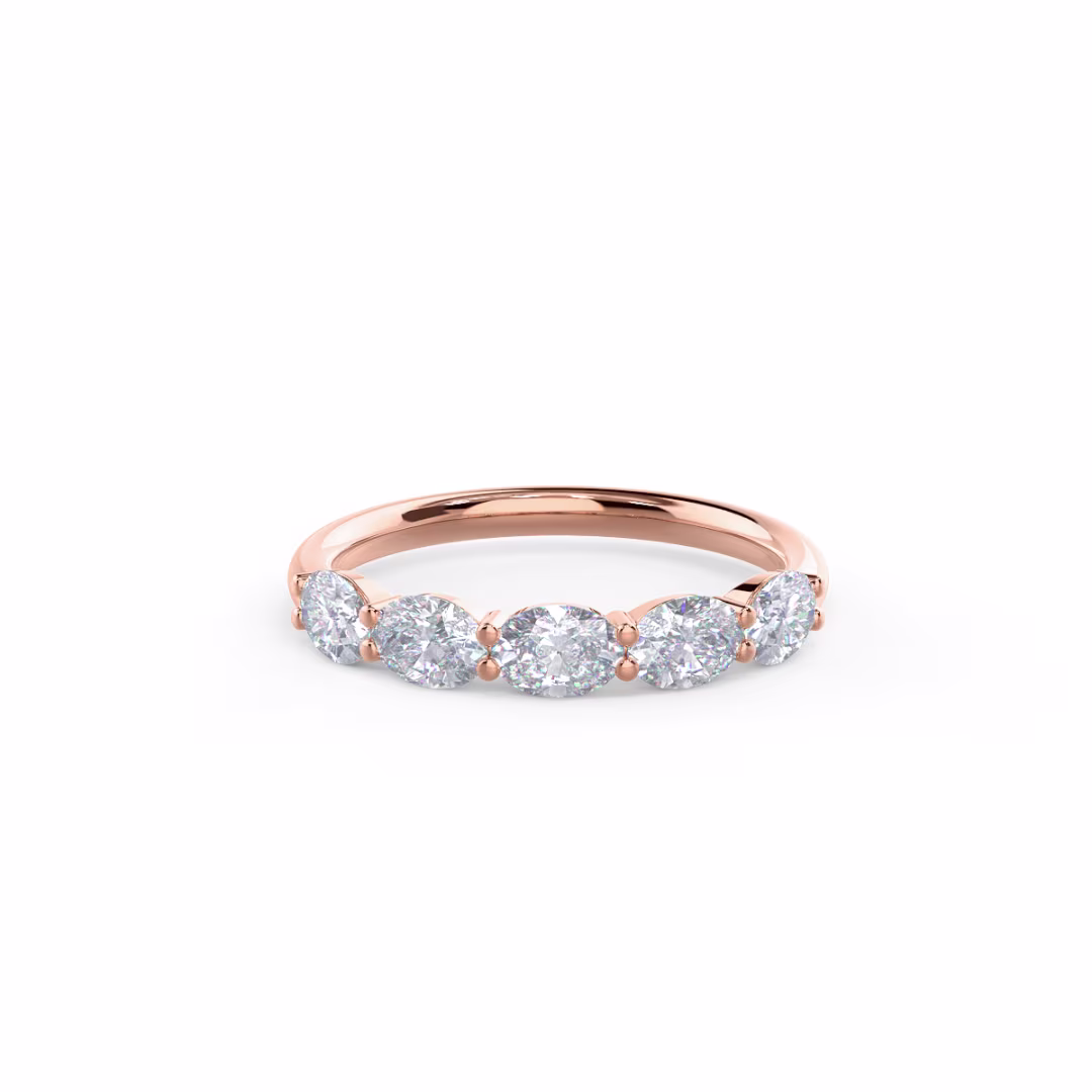 14k Rose Gold Oval East-West Five Stone featuring High Quality 1.0 ct Diamonds (Main View)