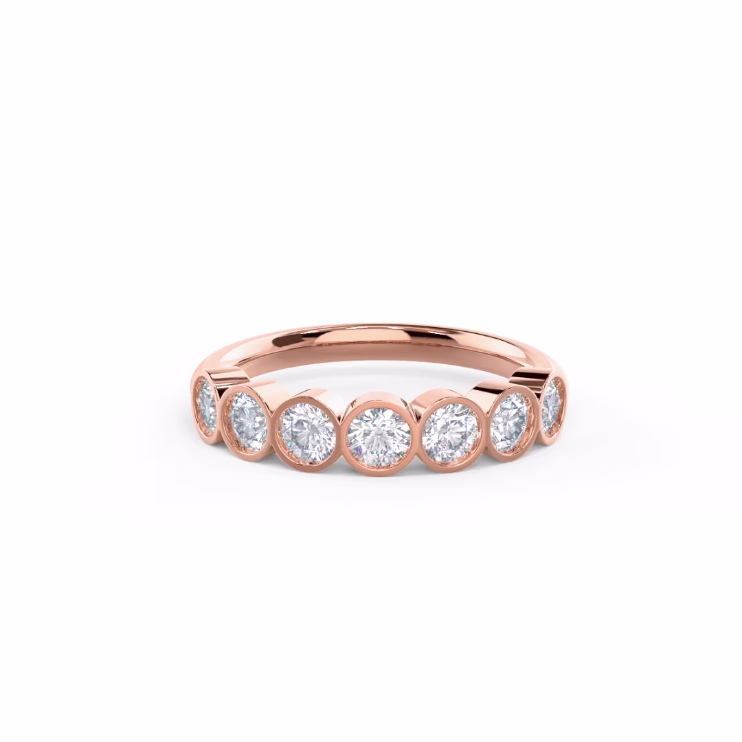 1.0 Carat Round Lab Diamonds Bezel Seven Stone in 14k Rose Gold (Main View)