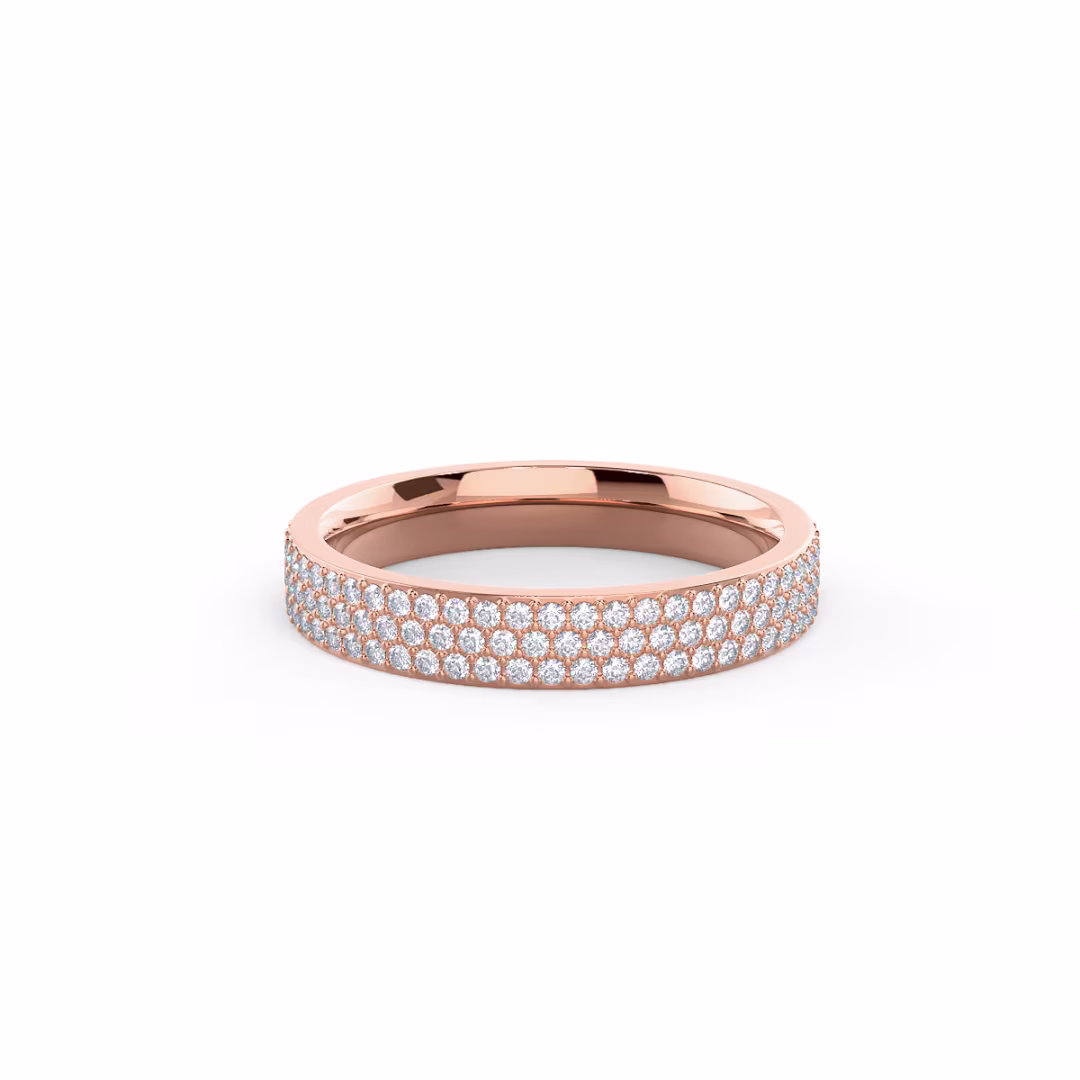 0.6 ct Round Brilliant Created Diamonds Three Row Pavé Three Quarter Band in 14k Rose Gold (Main View)