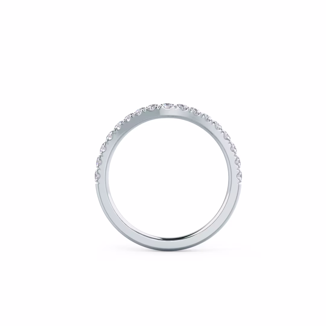 0.45 Carat Round Brilliant Lab Diamonds set in 18k White Gold Pavé Countoured Half Band (Profile View)