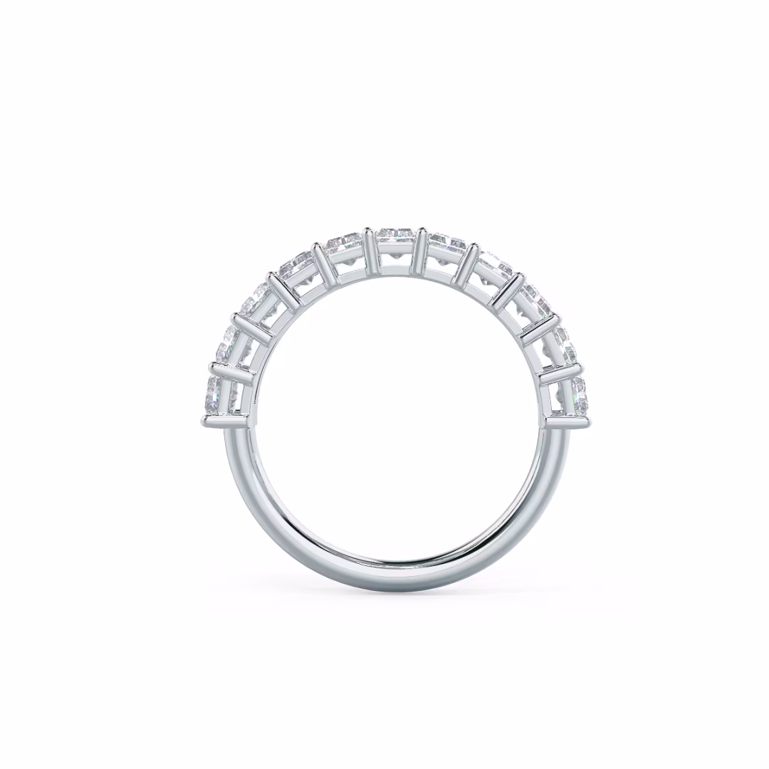 2.2 Carat Man Made Diamonds Radiant Half Band in 18k White Gold (Profile View)