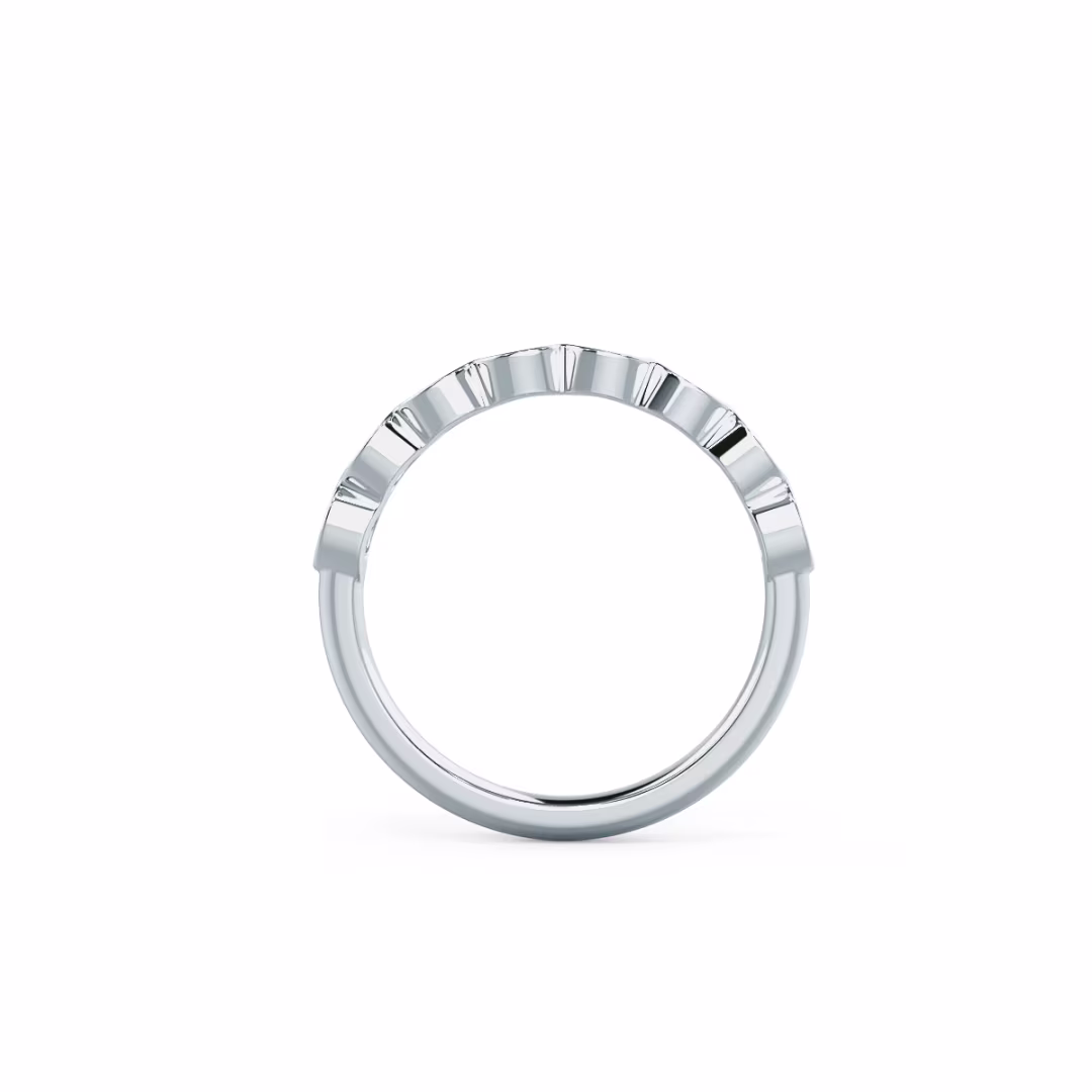 0.9 Carat Round Lab Diamonds set in 18 Karat White Gold Bezel Half Band (Profile View)