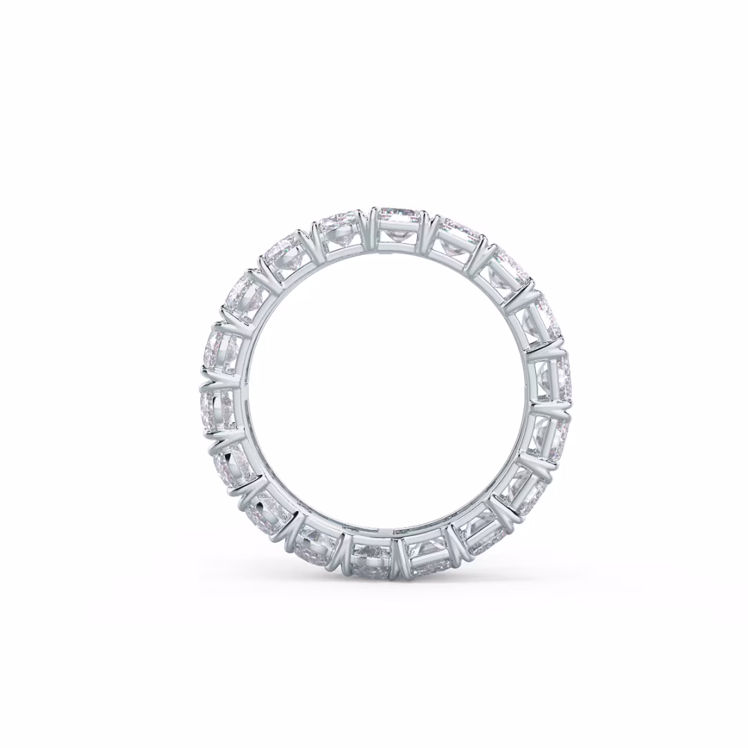 18kt White Gold Half and Half Band featuring Hand Selected 6.3 Carat Synthetic Diamonds (Profile View)