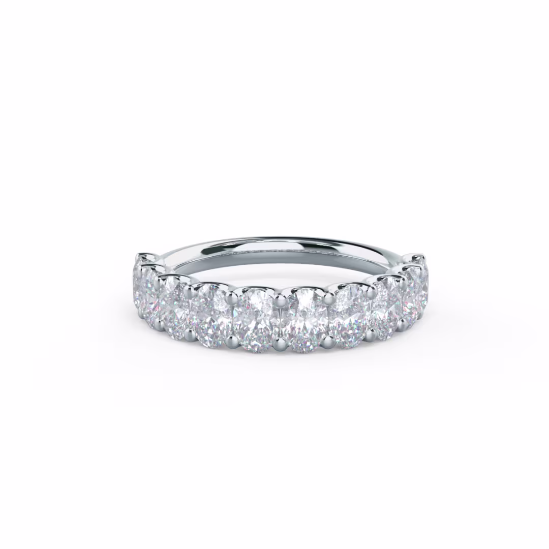 2.0 Carat Diamonds set in 18k White Gold Oval French U Half Band (Main View)