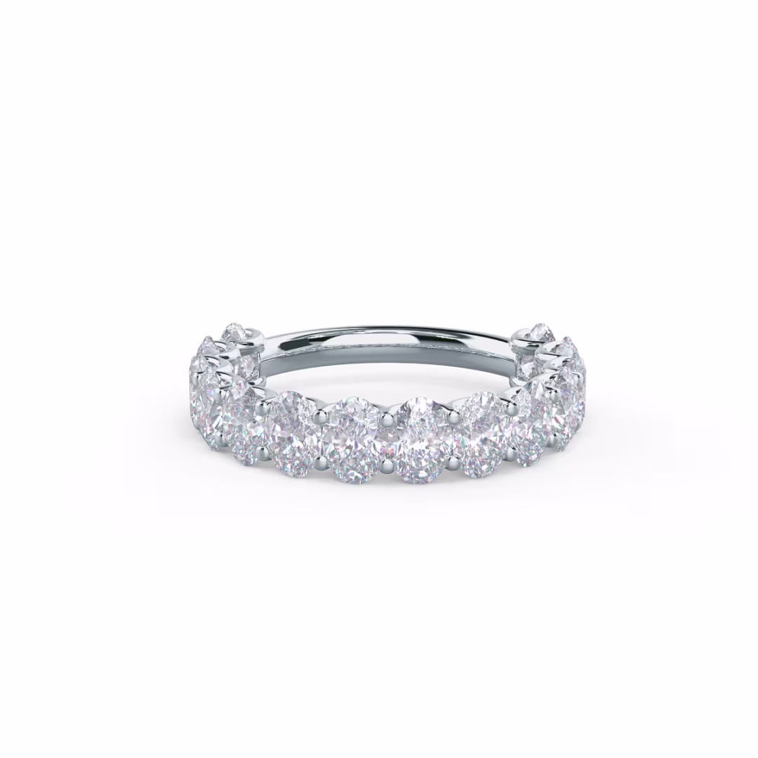 18 Karat White Gold Oval French U Three Quarter Band featuring 2.85 ct Lab Diamonds (Main View)
