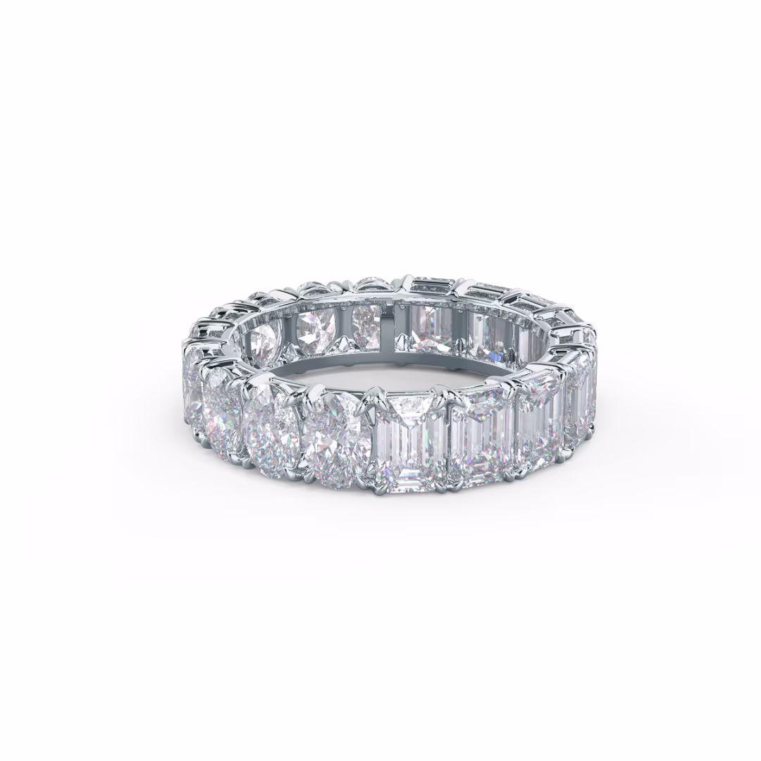 18k White Gold Half and Half Band featuring 6.3 Carat Man Made Diamonds (Main View)