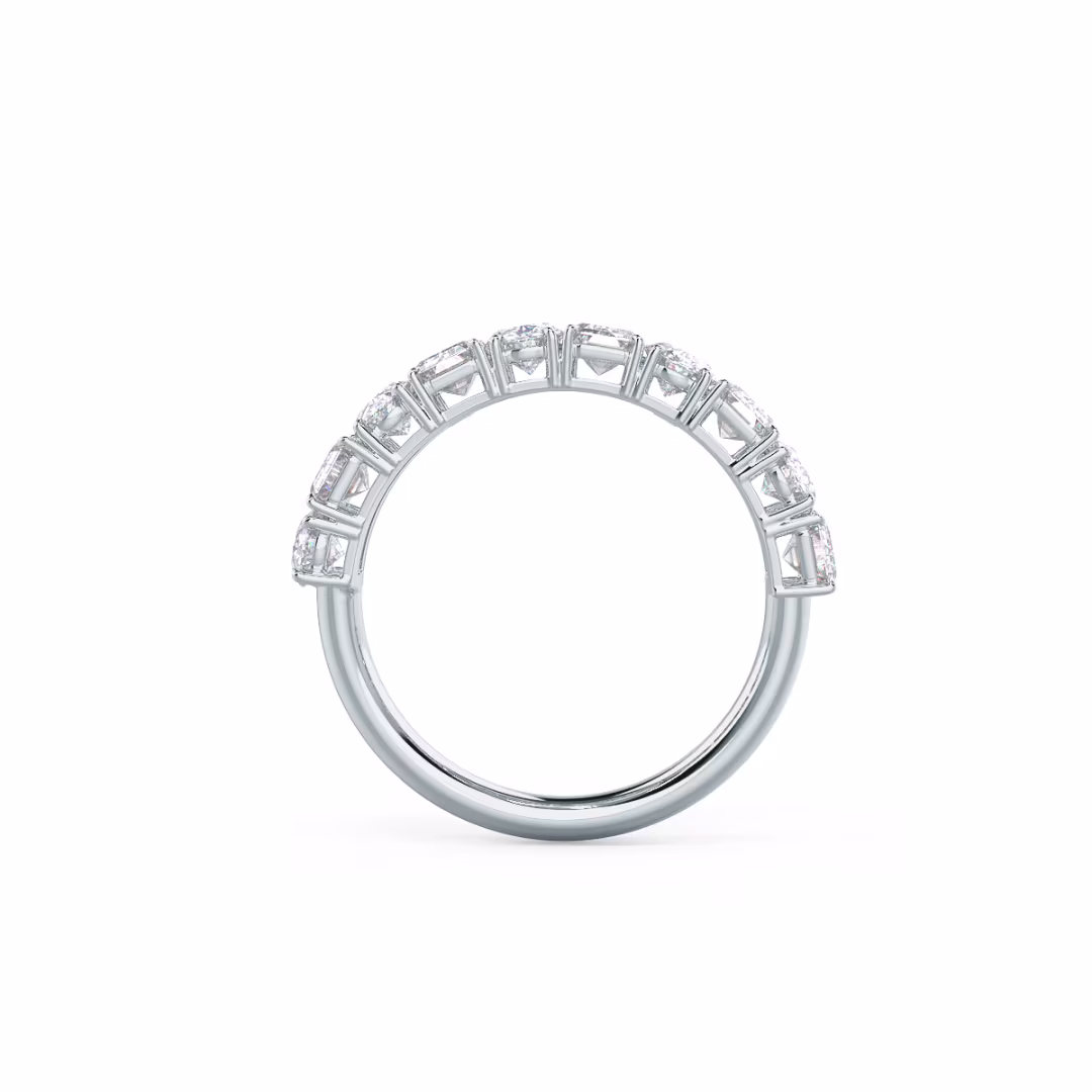 Hand Selected 2.5 ctw Lab Diamonds Emerald and Oval Half Band in 18k White Gold (Profile View)