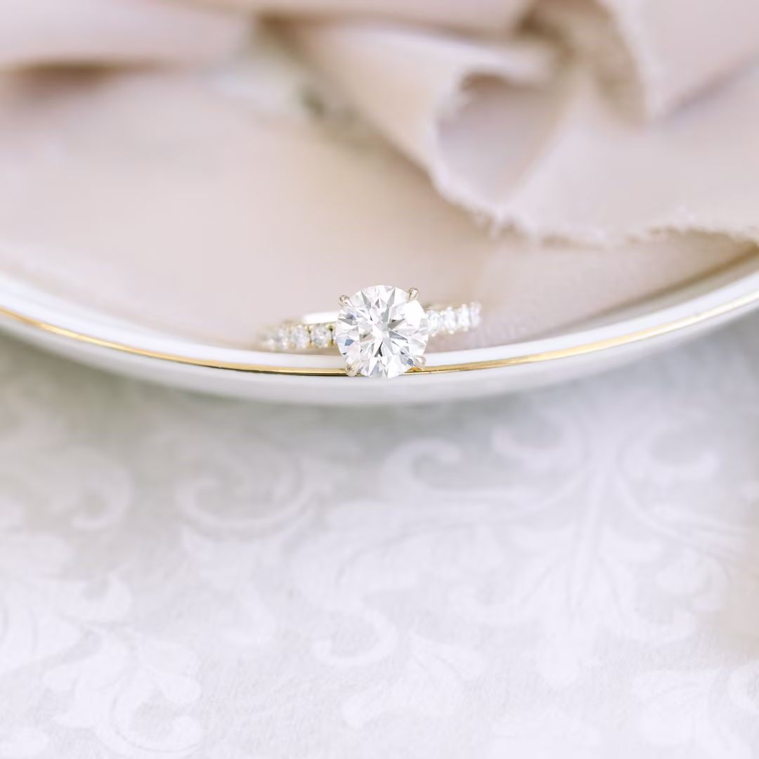 18k yellow gold petite four prong pave setting 2.5ct round brilliant lab created diamond engagement ring ada diamonds design ad-134