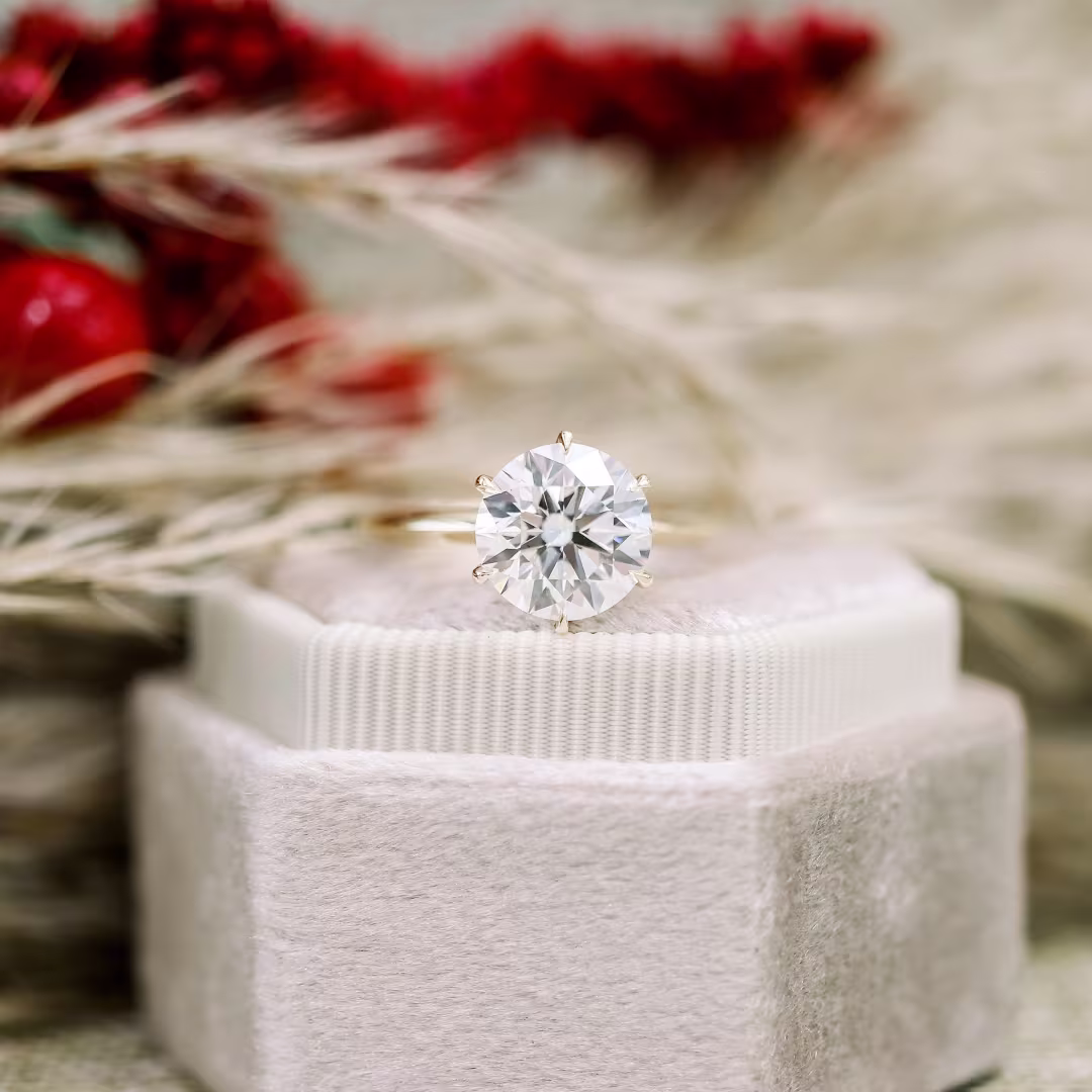 2.75 Carat Lab Diamonds set in Yellow Gold Round Classic Six Prong Solitaire Diamond Engagement Ring (Main View)