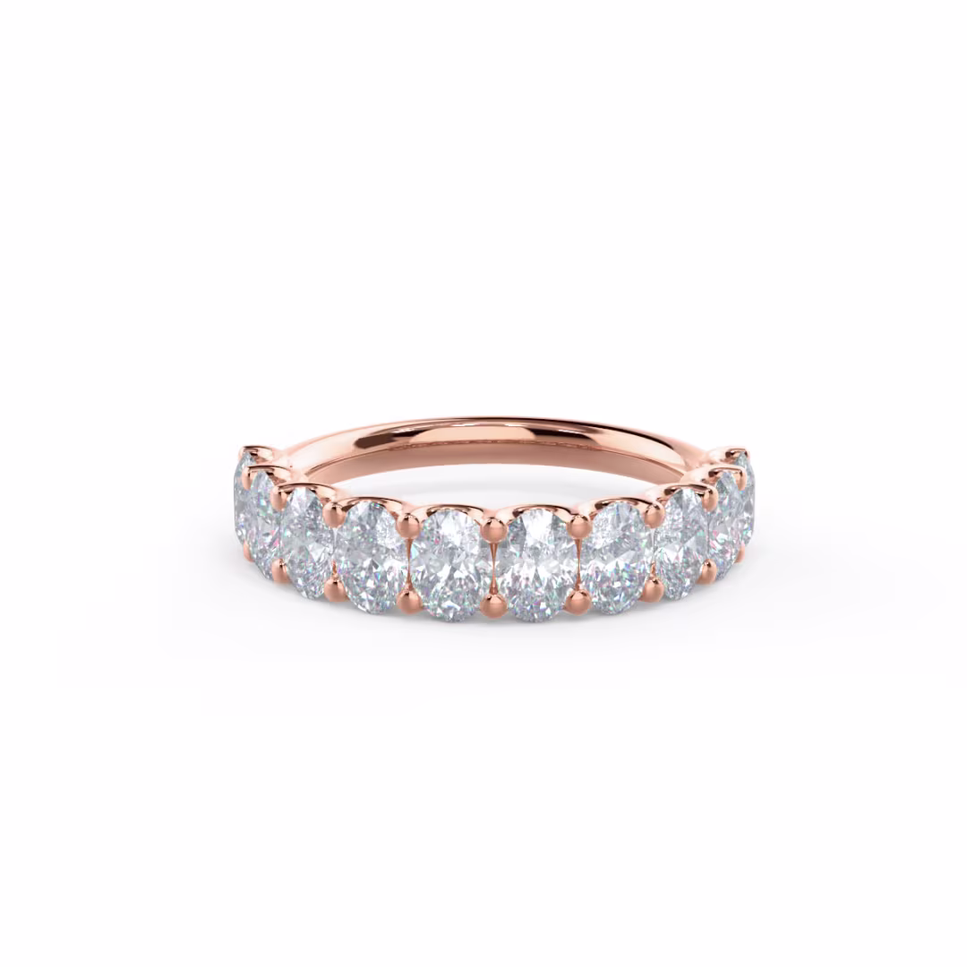 14k Rose Gold Oval French U Half Band featuring 2.0 ct Lab Diamonds (Main View)