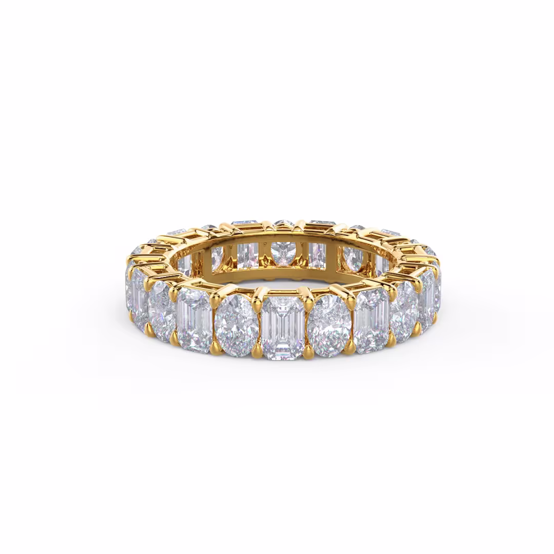 Hand Selected 5.5 Carat Lab Created Diamonds Emerald and Oval Diamond Eternity Band in 14k Yellow Gold (Main View)
