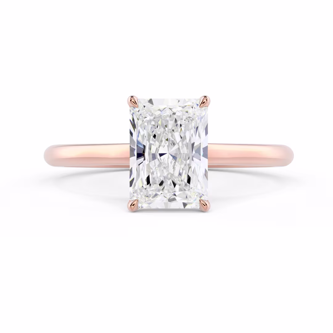 Diamonds Radiant Cathedral Solitaire Diamond Engagement Ring in Rose Gold (Main View)