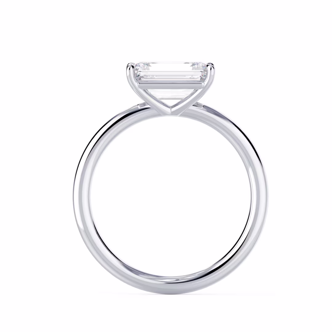 Lab Diamonds Emerald East-West Solitaire in White Gold (Profile View)