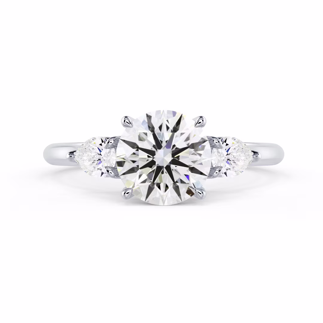 Lab Grown Diamonds set in White Gold Round and Pear Setting (Main View)