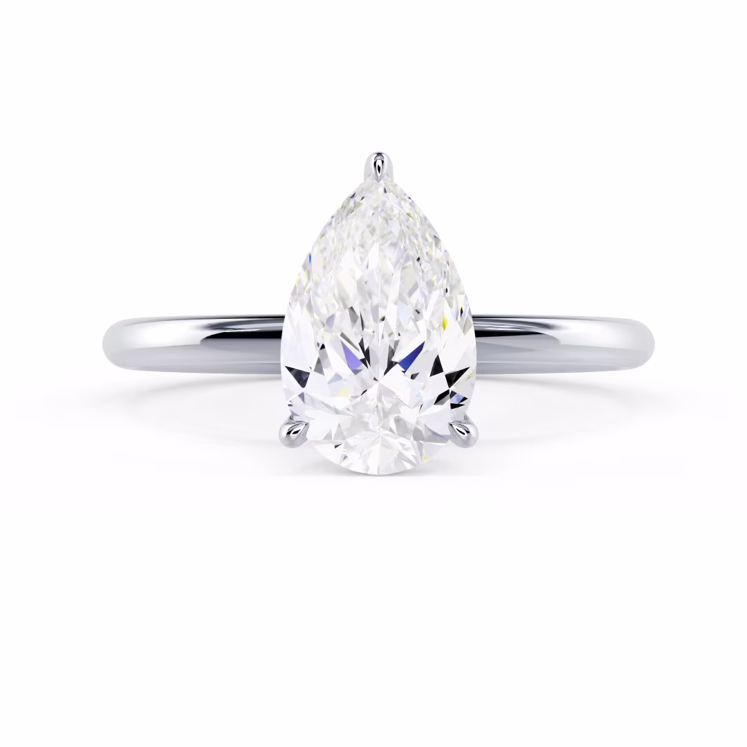 Diamonds Pear Petite Solitaire in White Gold (Main View)