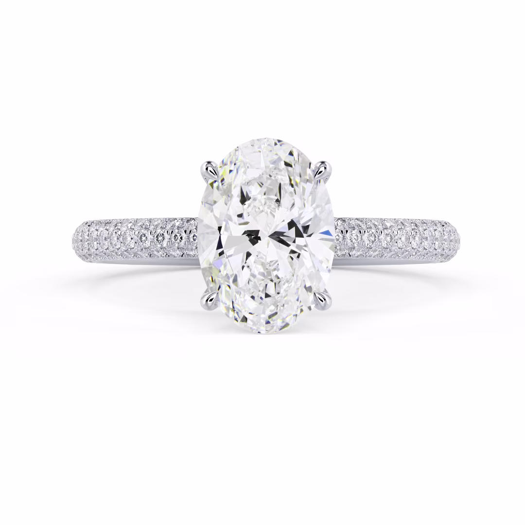Diamonds Three Sided Pavé Diamond Engagement Ring in White Gold (Main View)