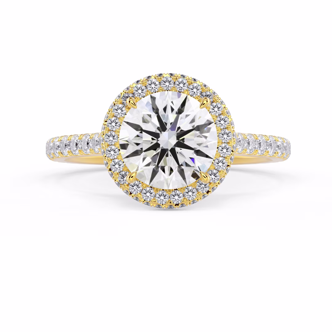 Yellow Gold Double Sided Halo Setting featuring Lab Diamonds (Main View)