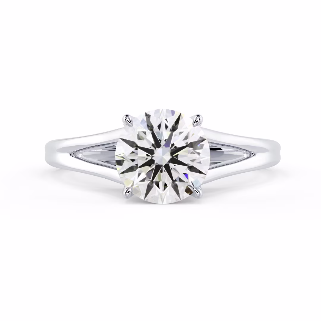 Lab Diamonds set in White Gold Split Shank Solitaire Diamond Engagement Ring (Main View)