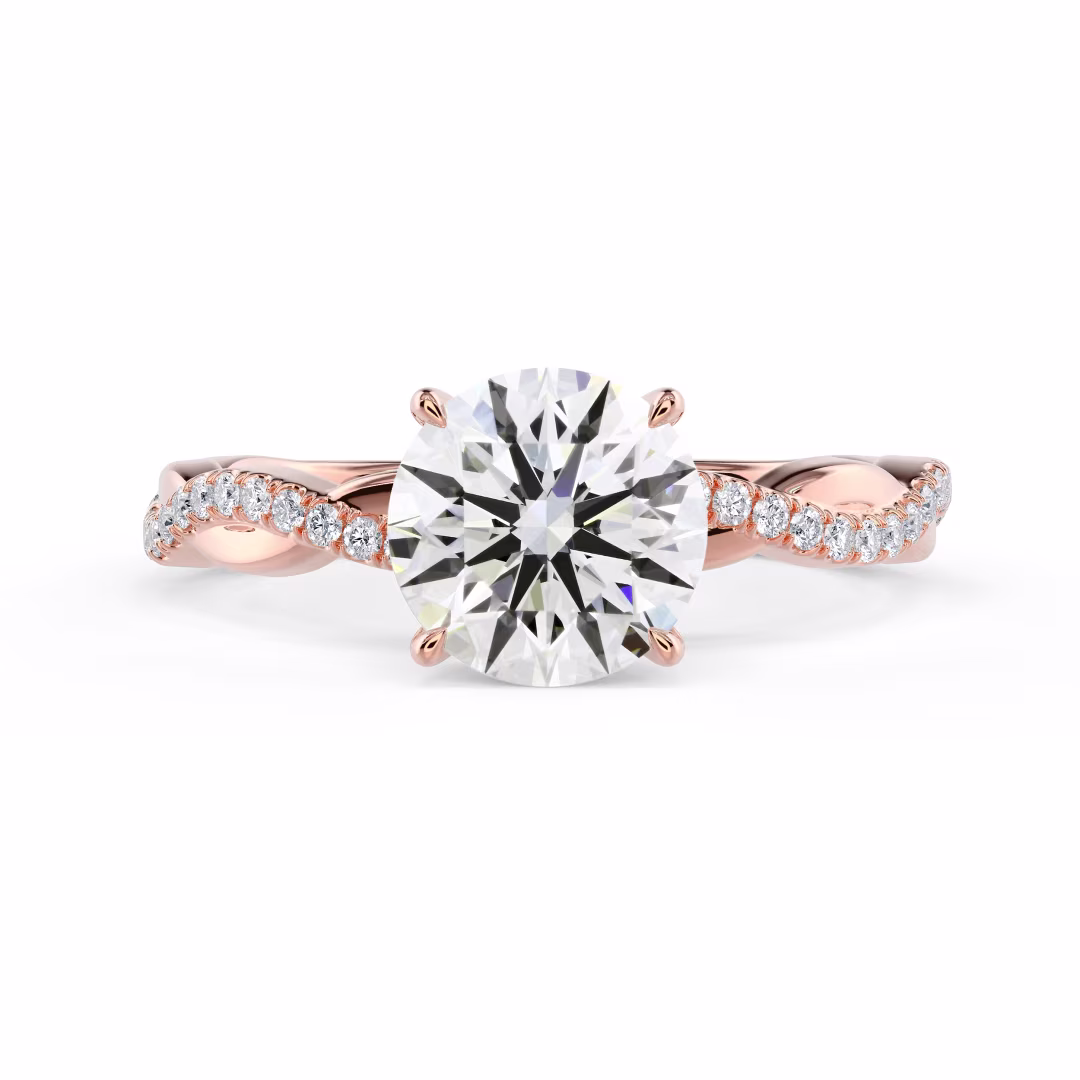Rose Gold Infinity Twist Diamond Engagement Ring featuring Diamonds (Main View)