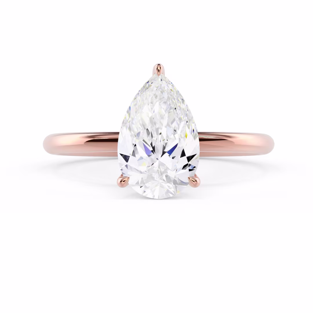 Lab Created Diamonds Pear Petite Solitaire Diamond Engagement Ring in Rose Gold (Main View)