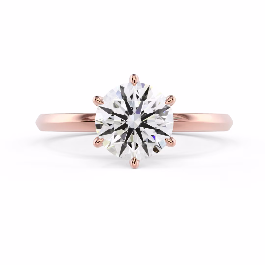 Diamonds Round Classic Six Prong Solitaire Diamond Engagement Ring in Rose Gold (Main View)