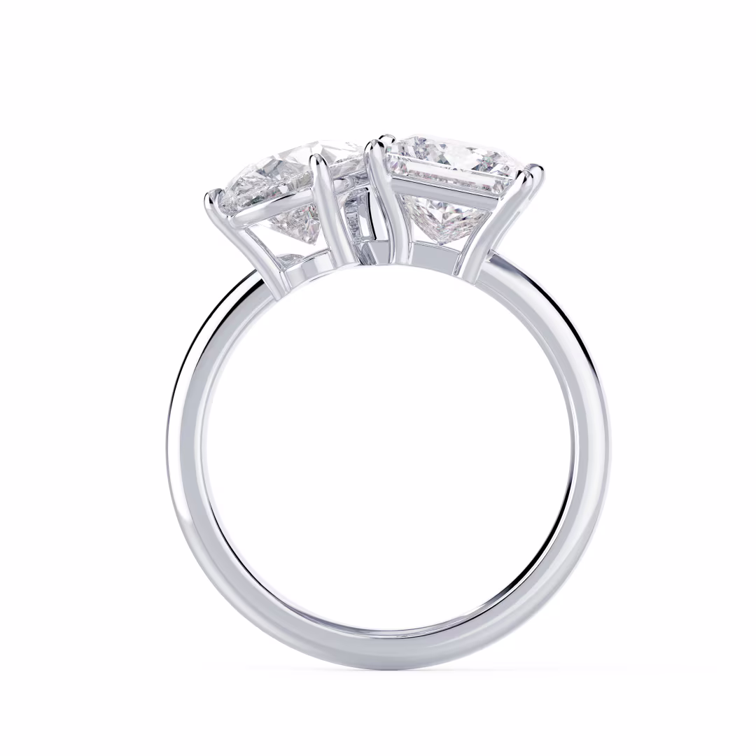 Diamonds Toi et Moi Ring in White Gold (Profile View)