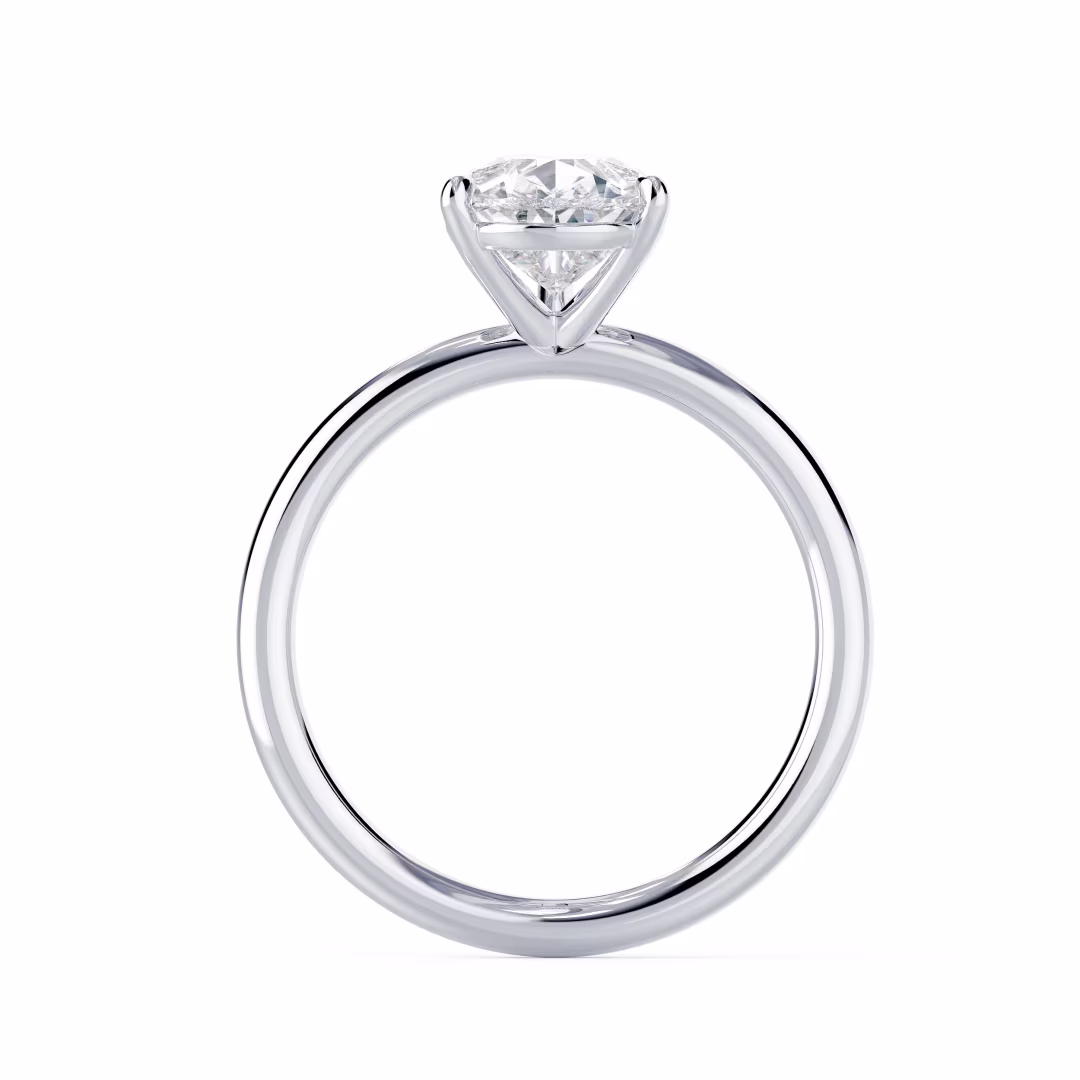 Diamonds set in White Gold Pear Petite Solitaire Diamond Engagement Ring (Profile View)