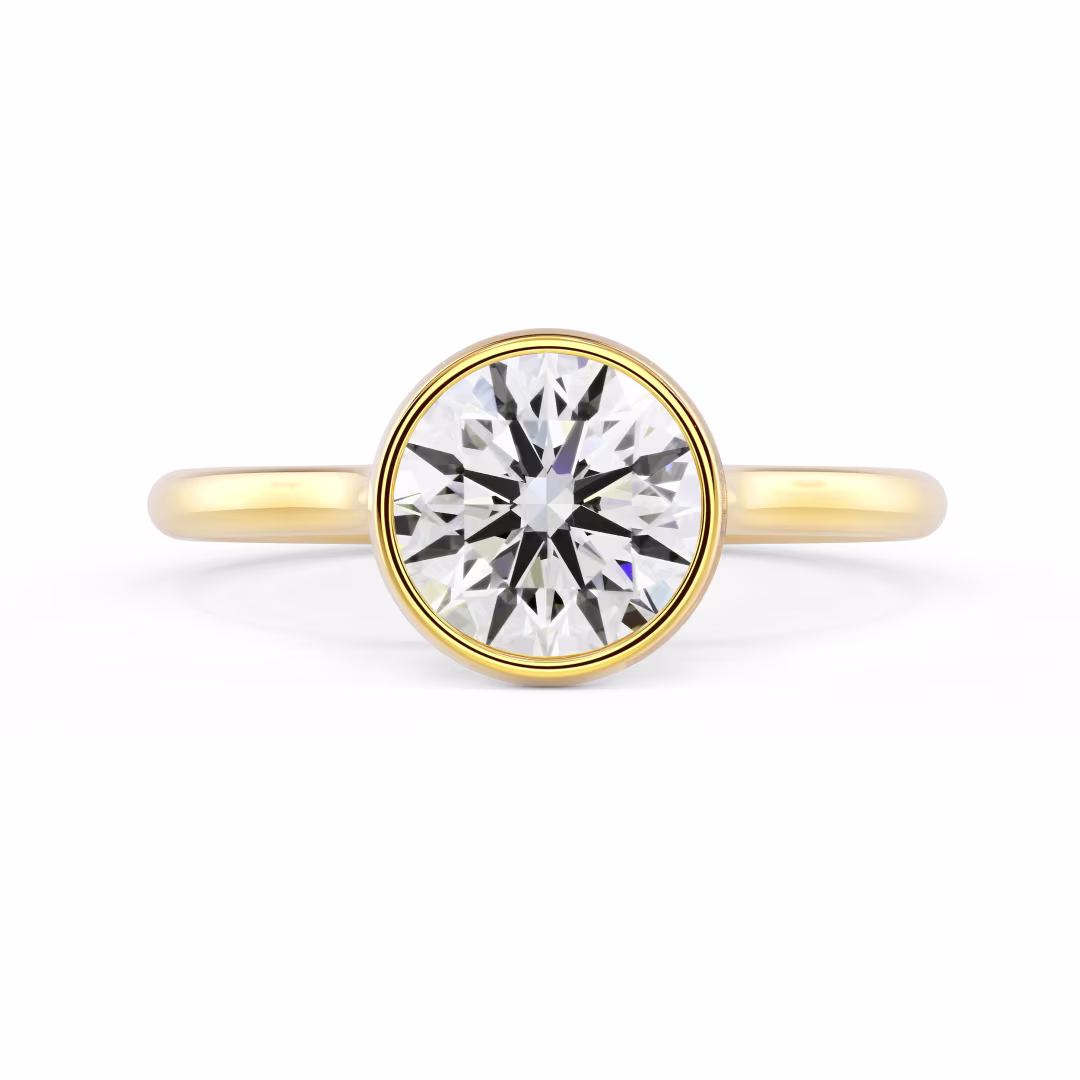 Diamonds set in Yellow Gold Bezel Solitaire (Main View)