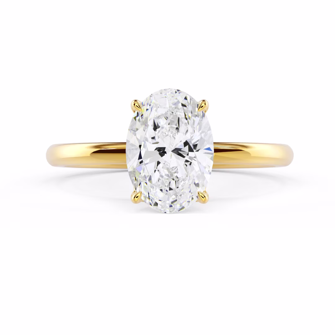 High Quality Lab Diamonds set in Yellow Gold Floral Basket Solitaire Diamond Engagement Ring (Main View)