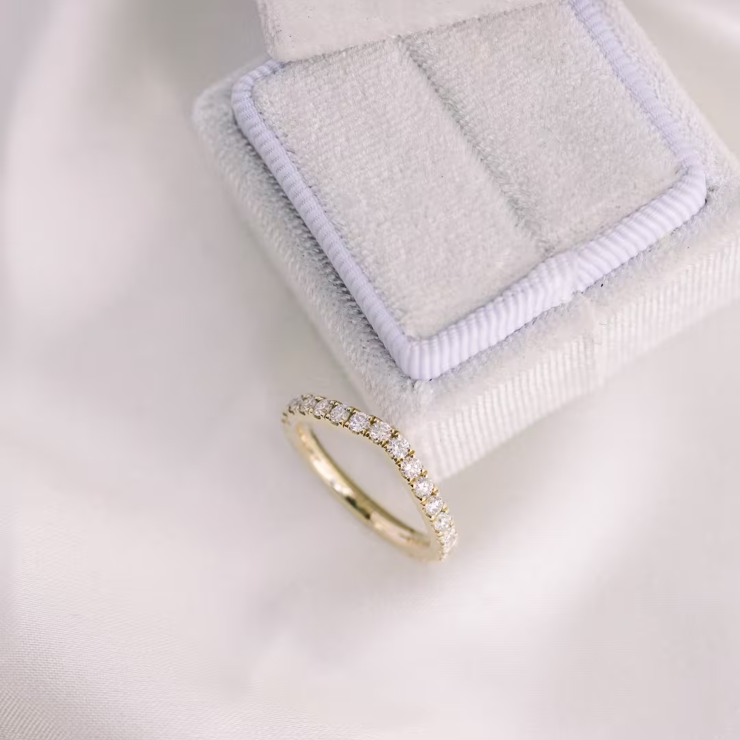 14k yellow gold custom contoured lab diamond three quarter eternity band ada diamonds design ad 262