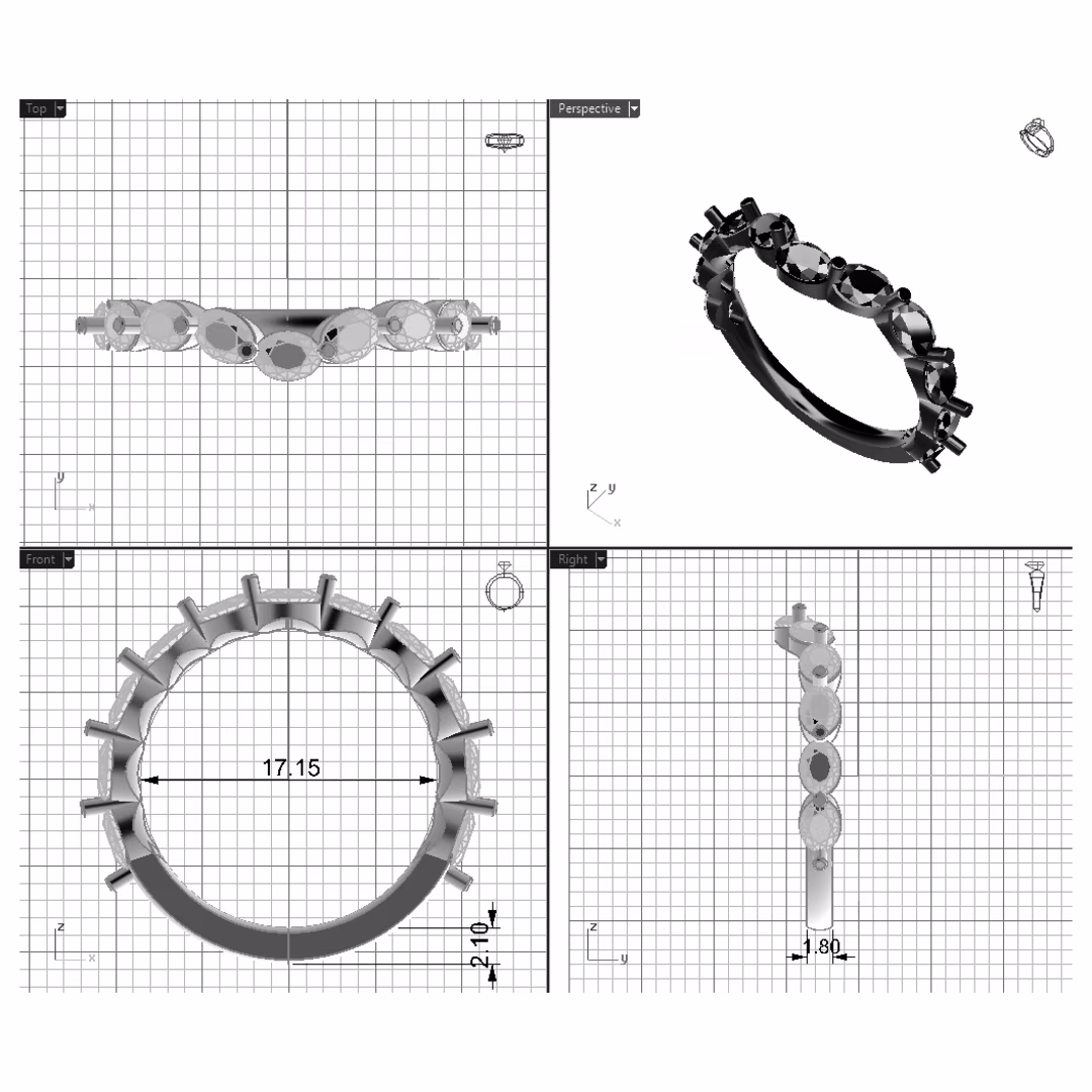 Primary White Image for Custom Three Quarter Band