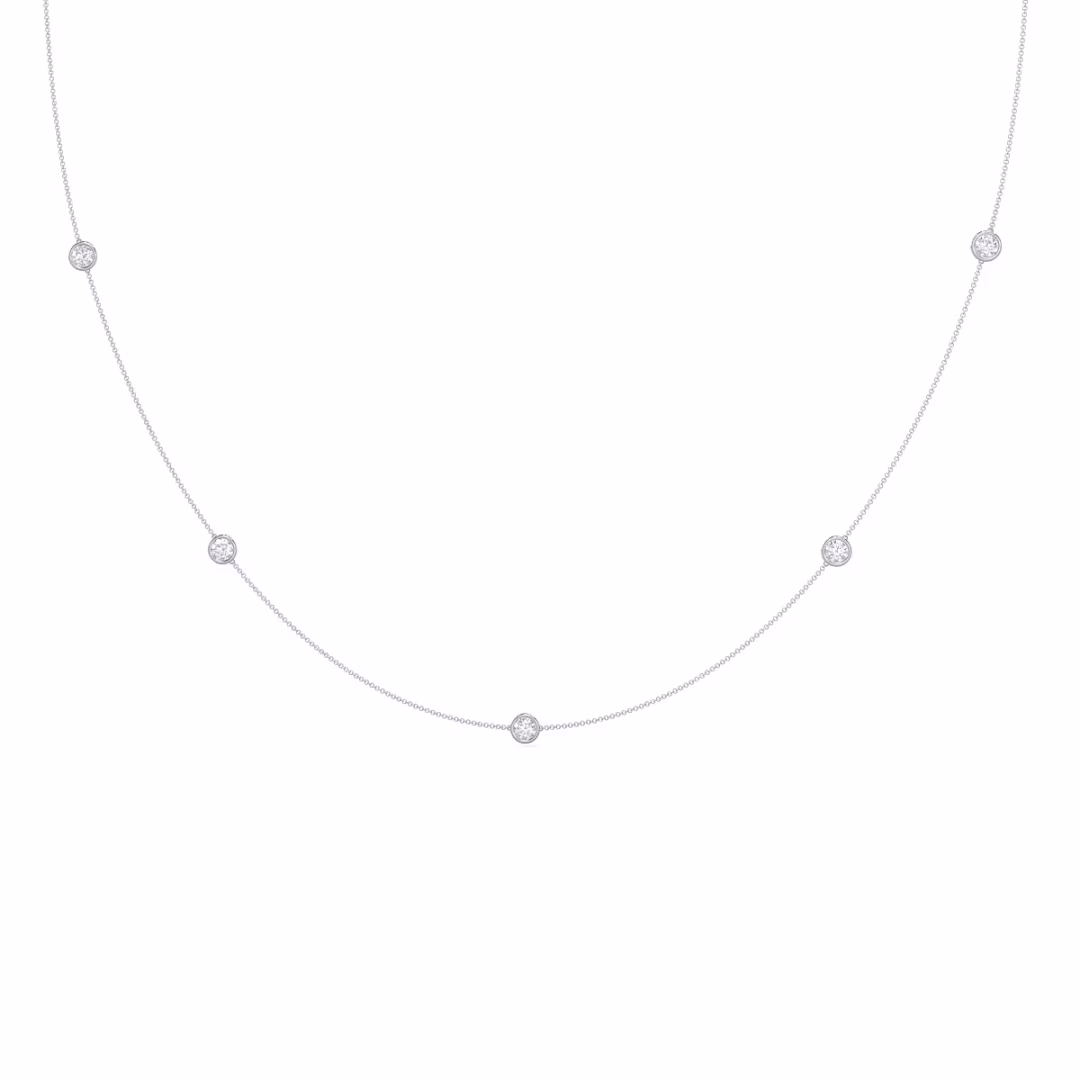 Round Lab Diamonds set in White Gold Five Bezel Floating Cosmopolitan Necklace (Main View)