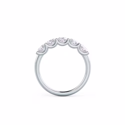2.5 Carat Lab Diamonds Oval French U Five Stone in 18k White Gold (Profile View)