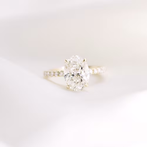 14k gold 2.5ct oval lab diamond pavé engagement ring ada diamonds design ad 230 macro