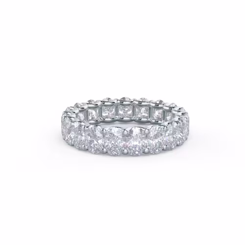 3.8 ctw Lab Diamonds set in 18k White Gold Oval Diamond French U Eternity Band (Main View)