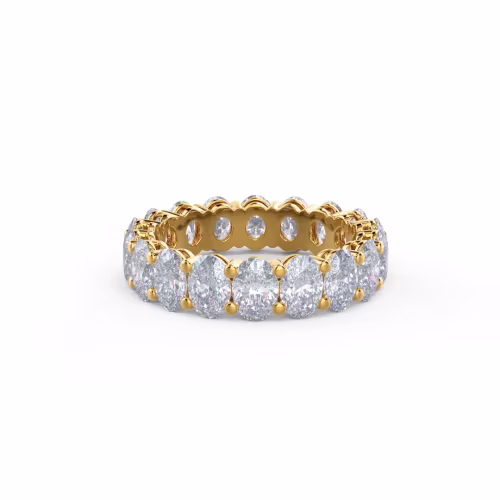 Hand Selected 5.5 ctw Diamonds set in Yellow Gold Oval Basket Eternity Band (Main View)