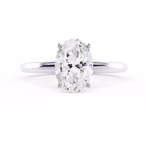 Created Diamonds Oval Petite Four Prong Solitaire Diamond Engagement Ring in White Gold (Main View)