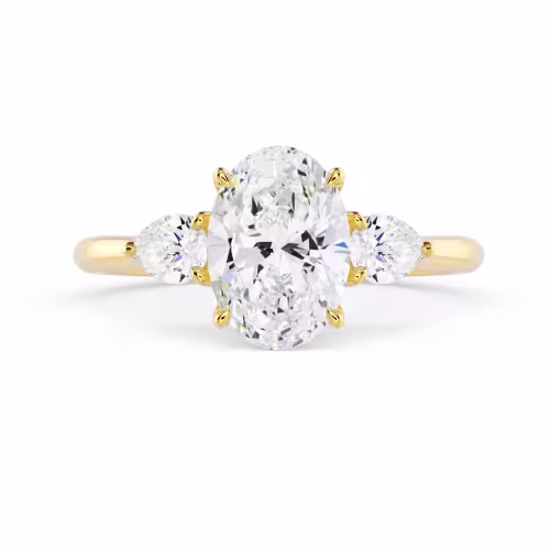 Diamonds set in Yellow Gold Oval and Pear Diamond Engagement Ring (Main View)