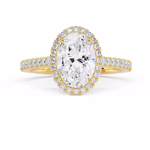 Lab Diamonds Oval Halo Pavé Diamond Engagement Ring in Yellow Gold (Main View)