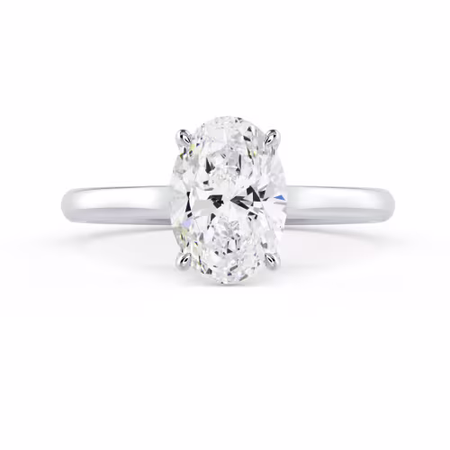Diamonds Oval Cathedral Solitaire Diamond Engagement Ring in White Gold (Main View)