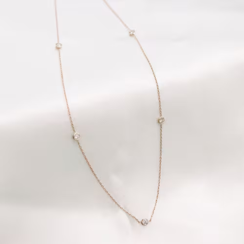 5 stone bezel set round lab diamond necklace ada diamonds design ad 041 macro